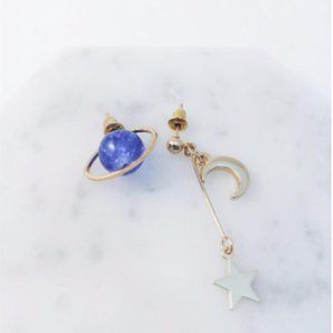 Assymetrical Galaxy Earrings with Planet and Star